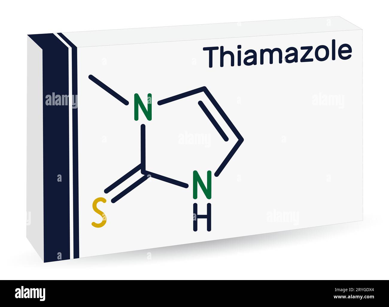 Thiamazole, methimazole molecule. It is hyperthyroidism drug. Skeletal ...