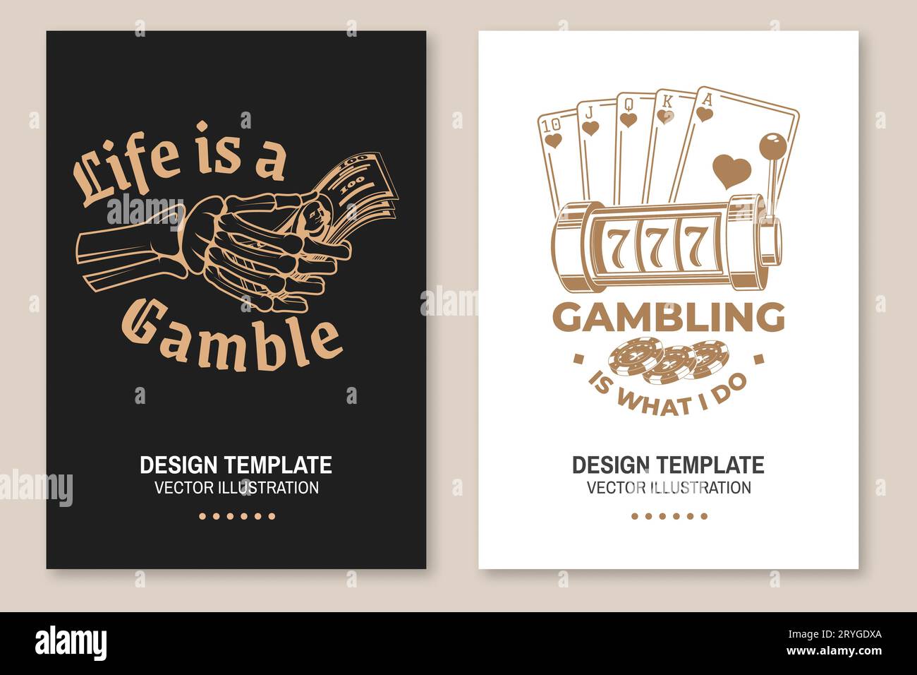 Gambling vintage poster design with wheel of fortune, two dice and