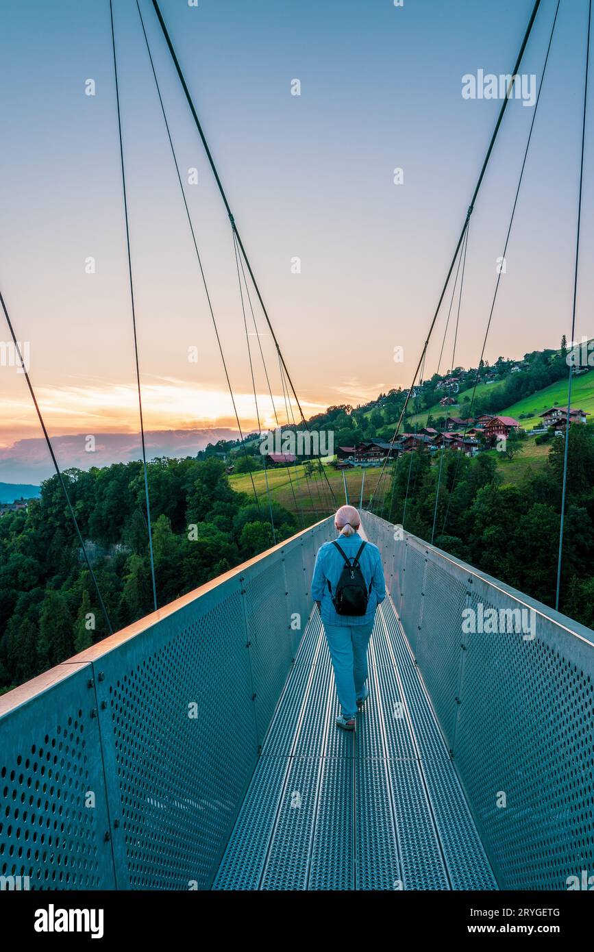 Panorama Bridge Sigriswil on Lake Thun in Switzerland Stock Photo