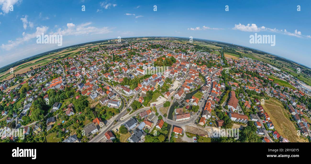 Aerial view to Burgau, a little town in the region Danube-Iller in northern swabia near Günzburg Stock Photo