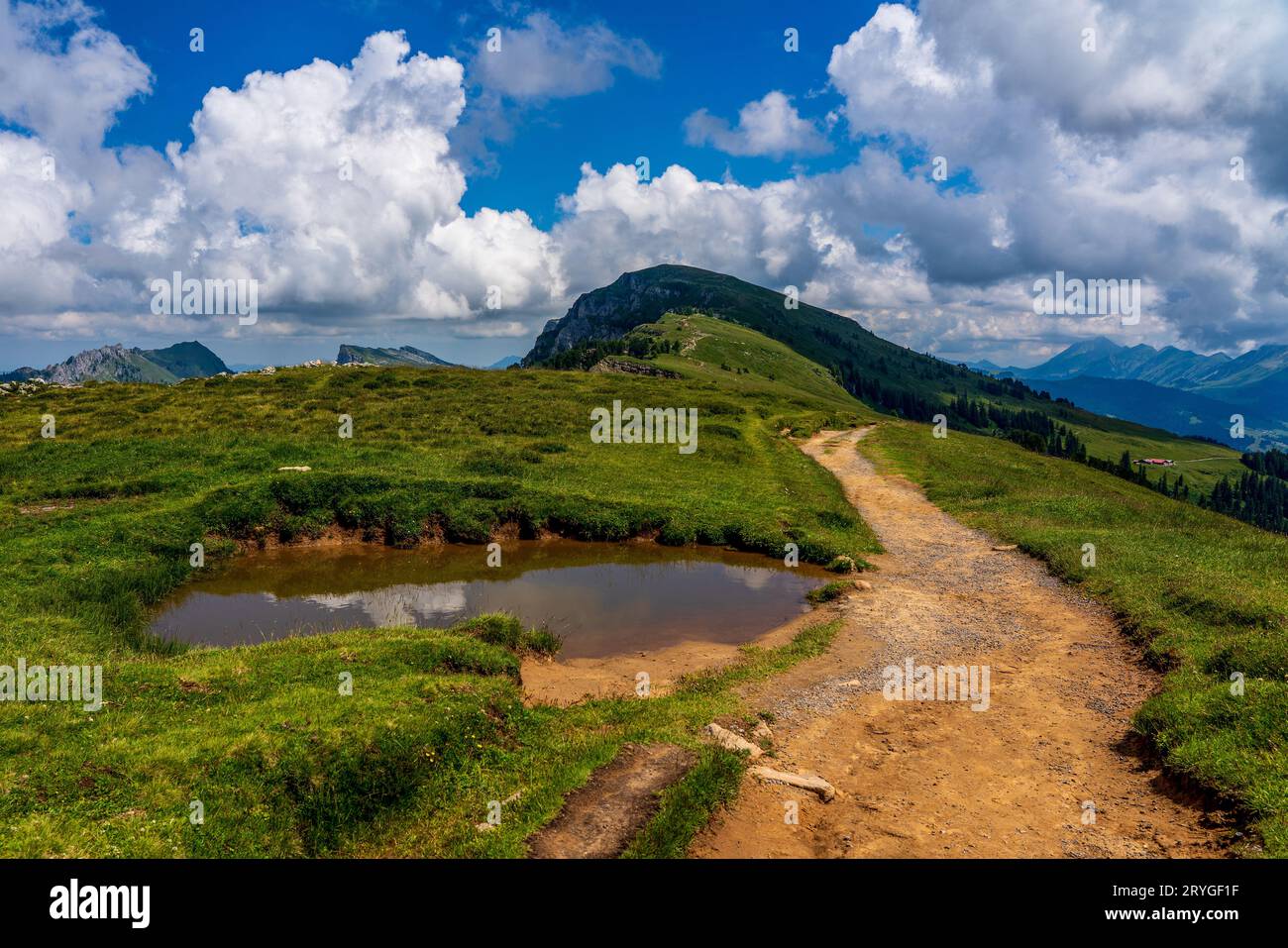 Hiking trail in the Swiss mountains Stock Photo - Alamy