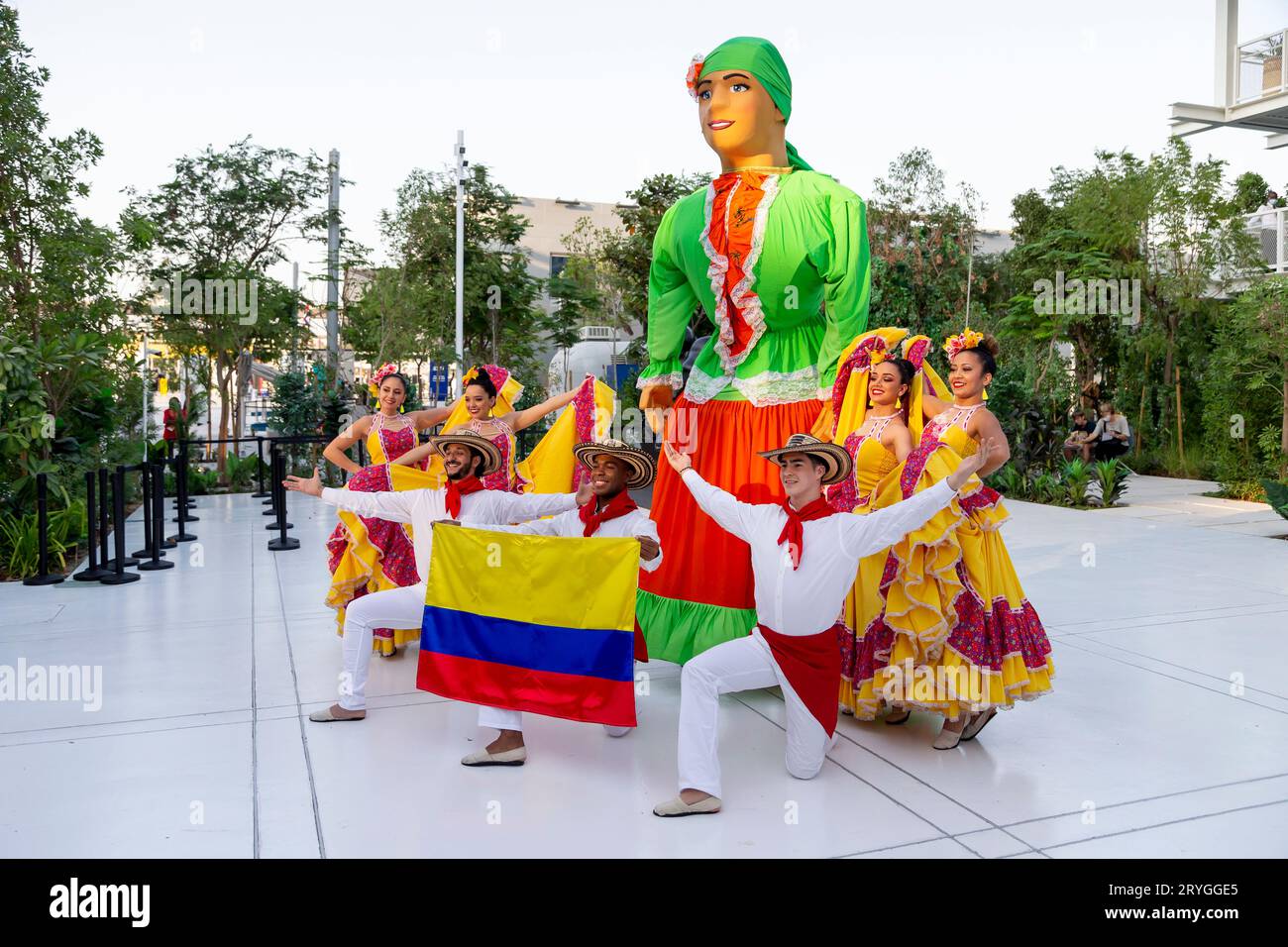 Dubai, UAE November 4, 2021 Performers at Columbia pavilion posing