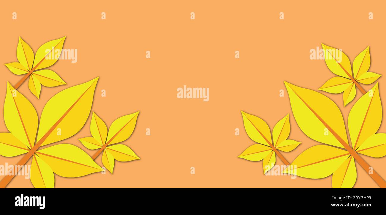 Vector Illustration of yellow leaves on a orange background with space ...