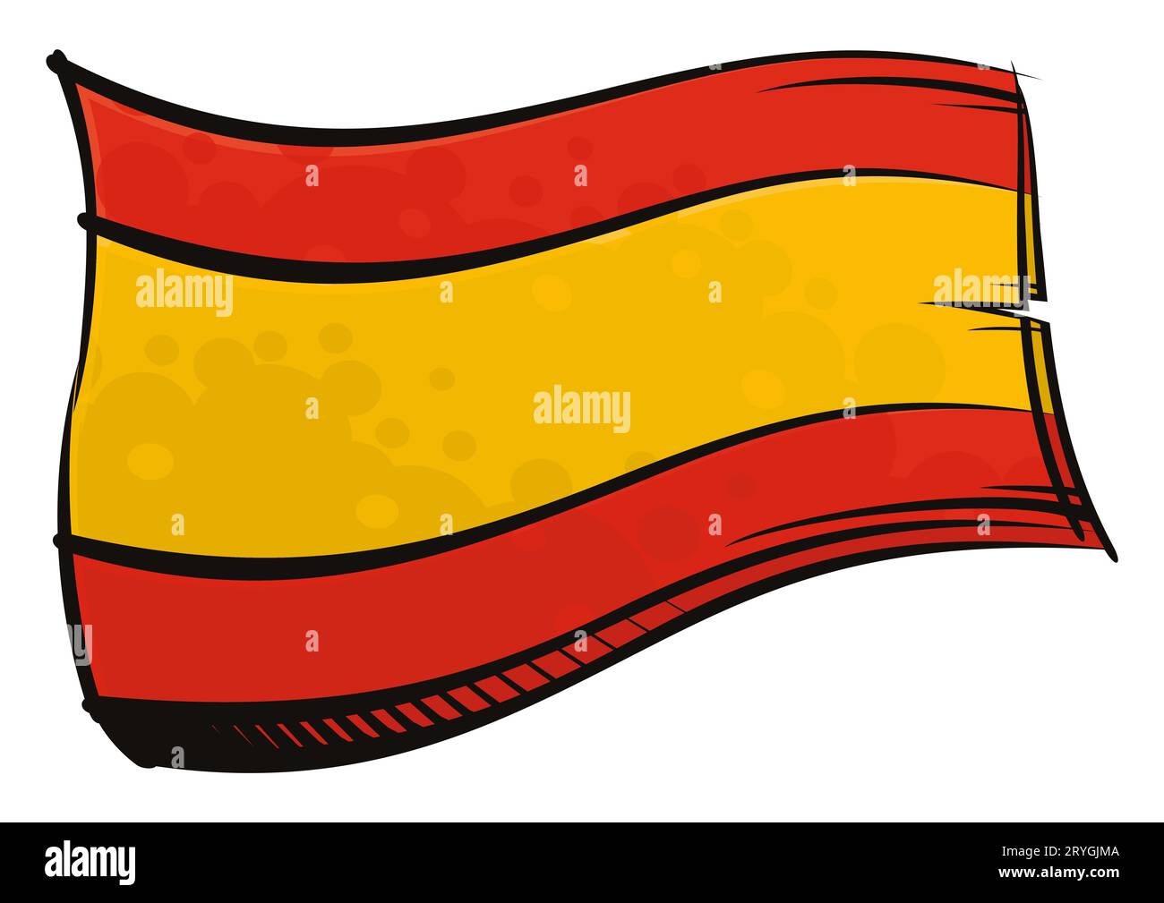 Painted Spain flag waving in wind Stock Photo