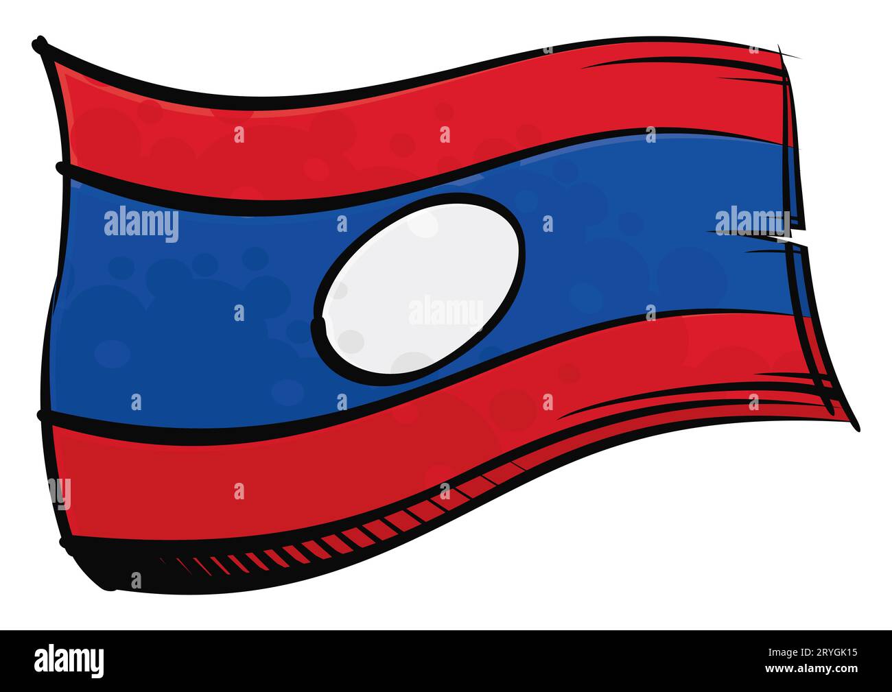Painted Laos flag waving in wind Stock Photo