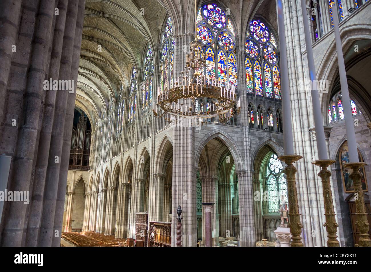 Basilica of Saint-Denis. Interior view Stock Photo