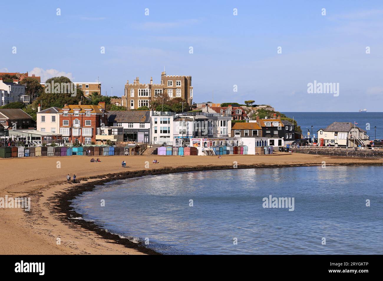 Beach and Harbour (seen from The Promenade), Broadstairs, Isle of Thanet, Kent, England, Great Britain, United Kingdom, UK, Europe Stock Photo