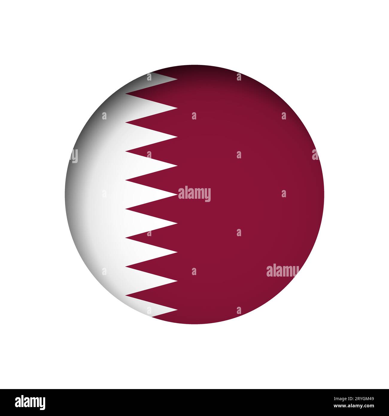 Qatar flag behind the cut circle paper hole with inner shadow Stock