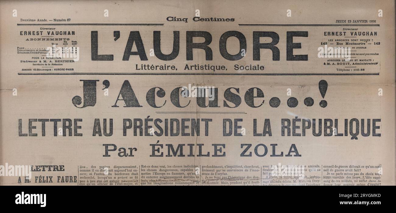 Dreyfus affair j'accuse hi-res stock photography and images - Alamy