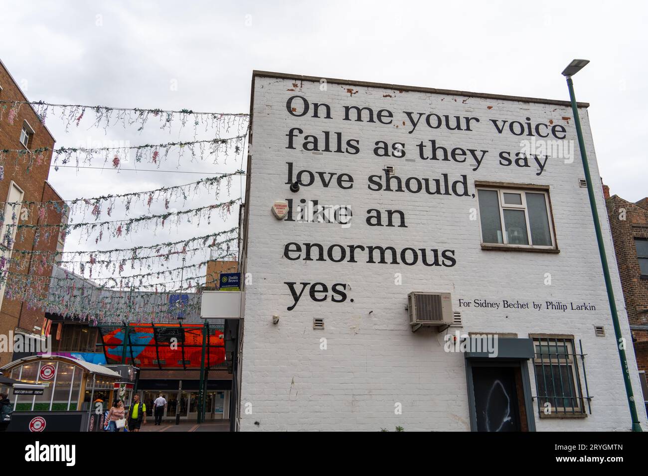 Mural in the town centre of Middlesbrough, UK, reading, 