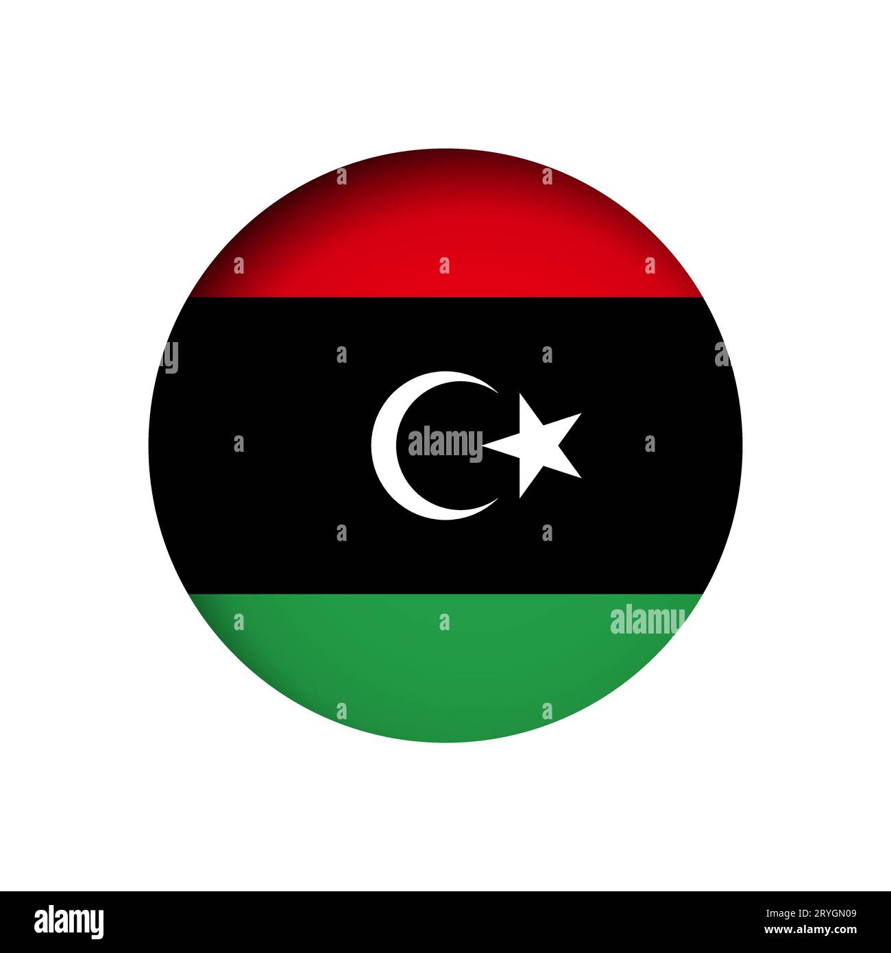 Libya flag - behind the cut circle paper hole with inner shadow. Stock Vector