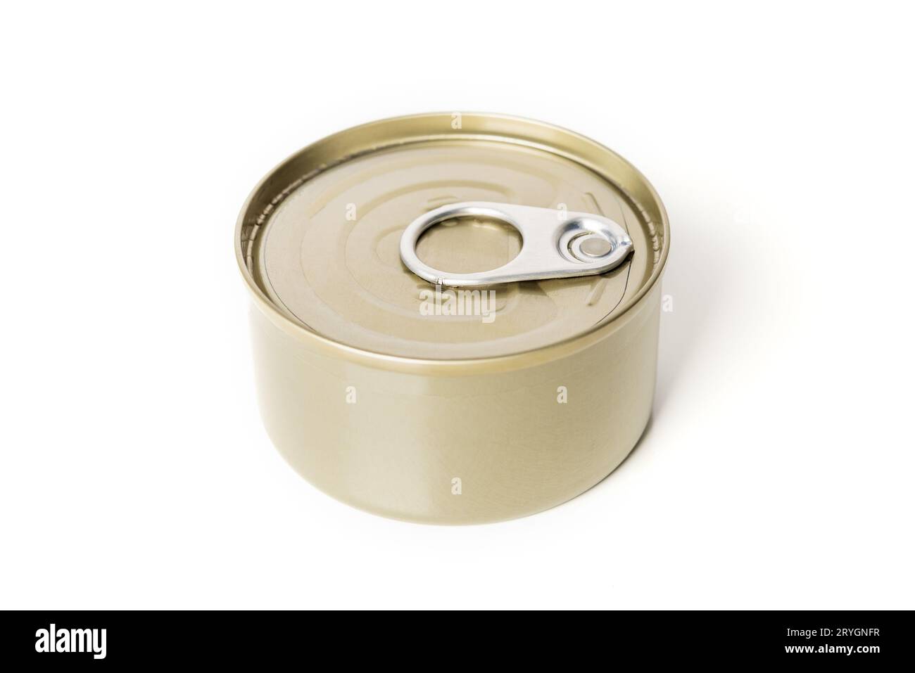 Small tin can isolated on a white background. Stock Photo