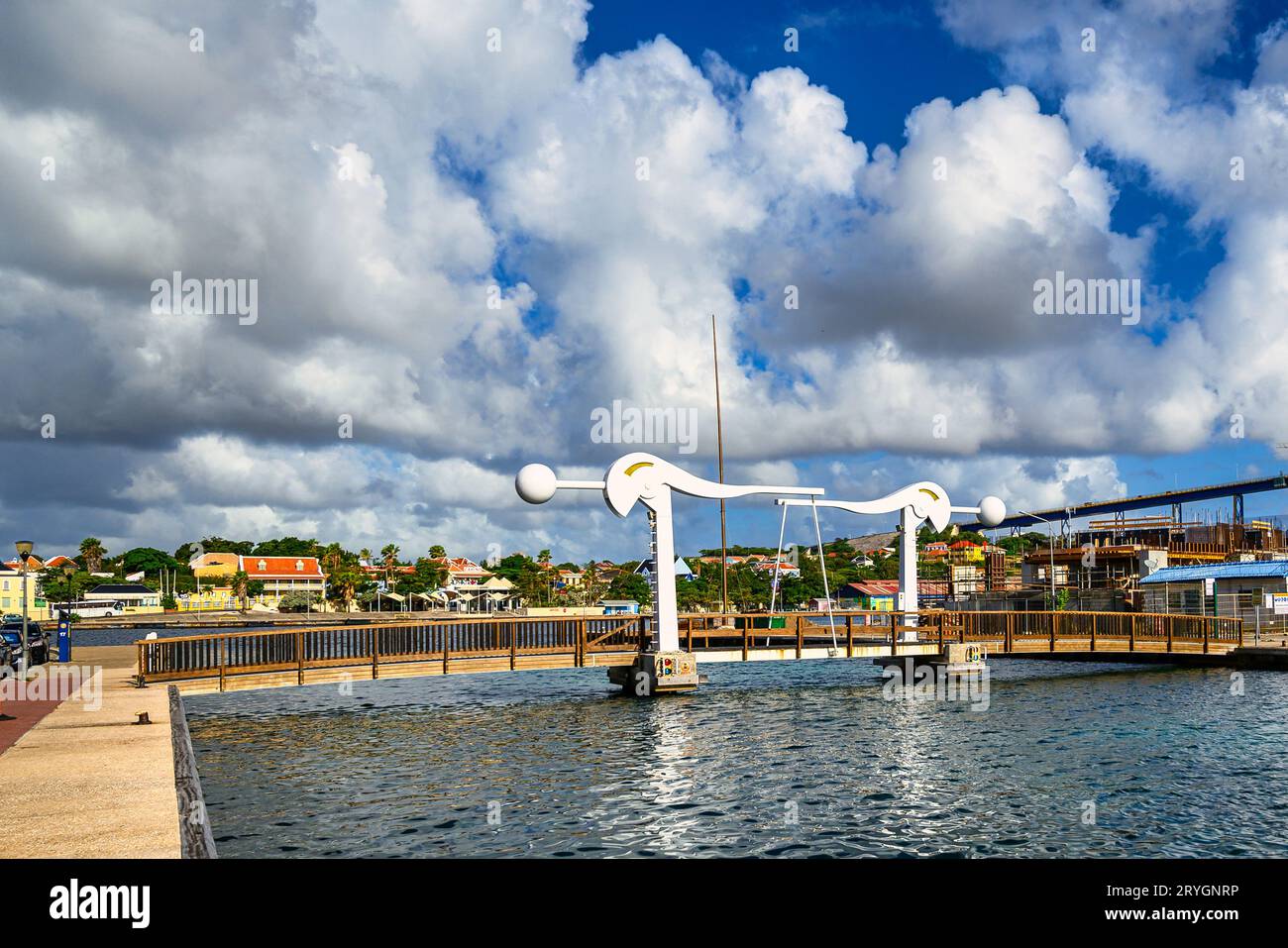 A view of a bridge in Willemstad on Curacao Stock Photo