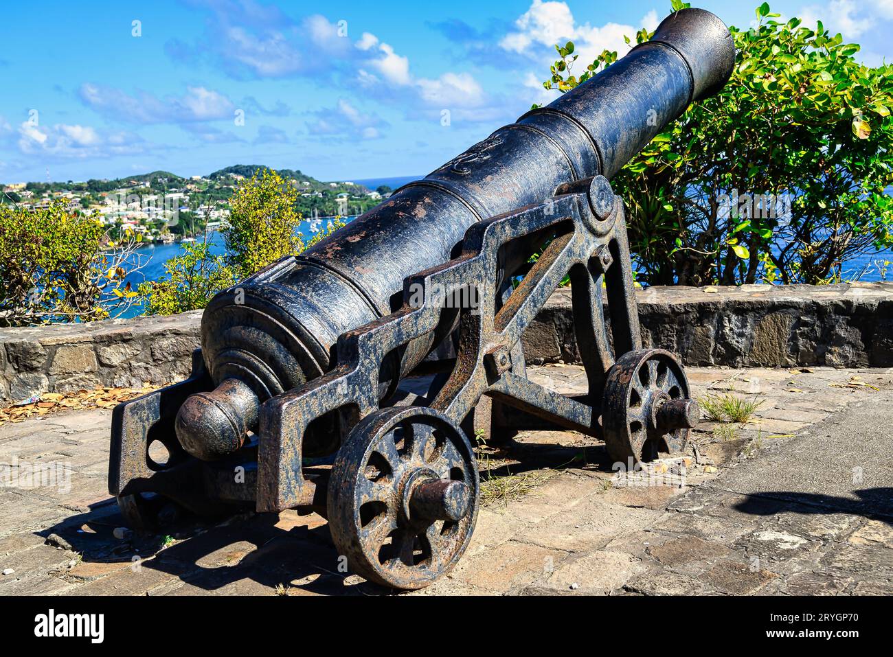 A view of Fort Duvernette on St. Vincent in the Caribbean Stock Photo ...