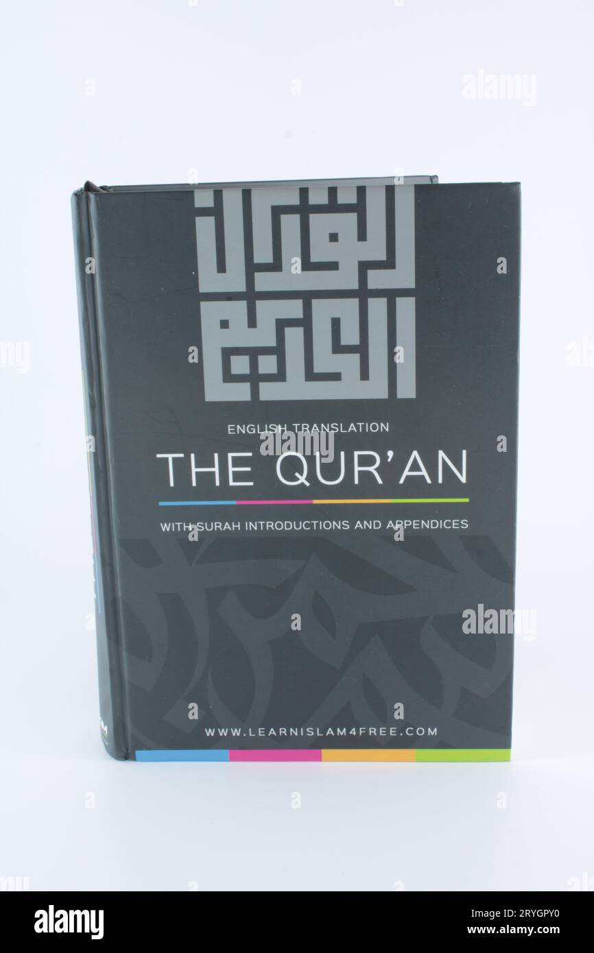 The Quran an English translation isolated on a white background with copy space Stock Photo
