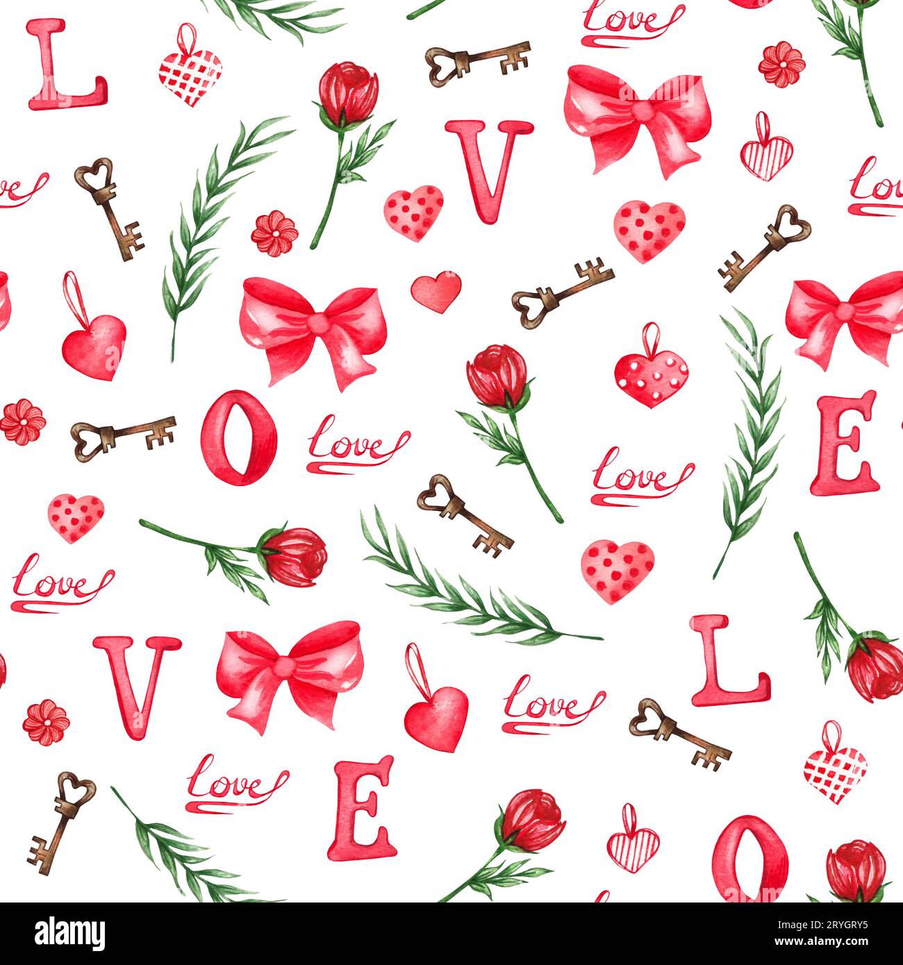 Love letters, hearts and arrows Seamless Valentine's Pattern