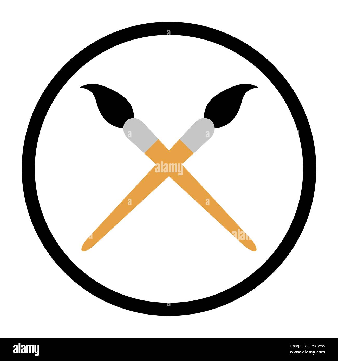 Flat art tool brush instrument, artist web design graphic vector ...