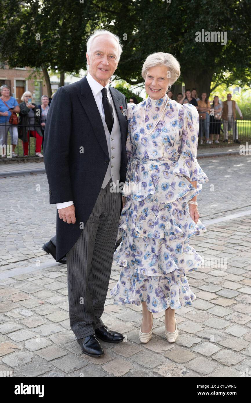 Beloeil, Belgium. 01st Oct, 2023. Archduke Carl Christian of Habsbourg-Lorraine and Princess Marie-Astrid of Luxembourg attend the wedding of Archiduc Alexander de Habsbourg-Lorraine and Countess Natacha Roumiantzoff-Pachkevitch at the Church of Saint Pierre of Beloeil, on September 29, 2023 in Belgium. Photo by David Niviere/ABACAPRESS.COM Credit: Abaca Press/Alamy Live News Stock Photo
