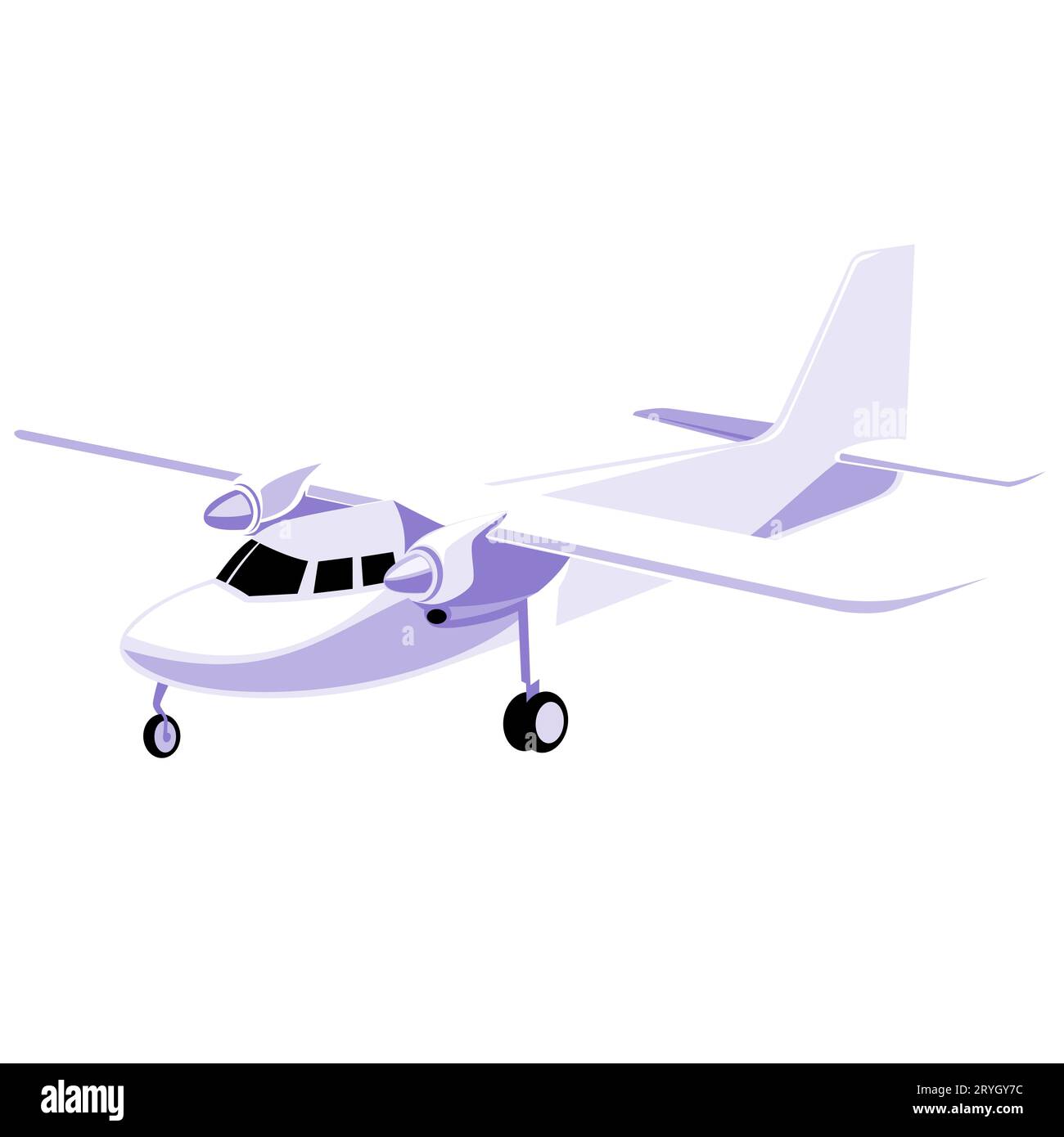 Propeller Plane Airplane Flying Side View Isolated Retro Stock Photo