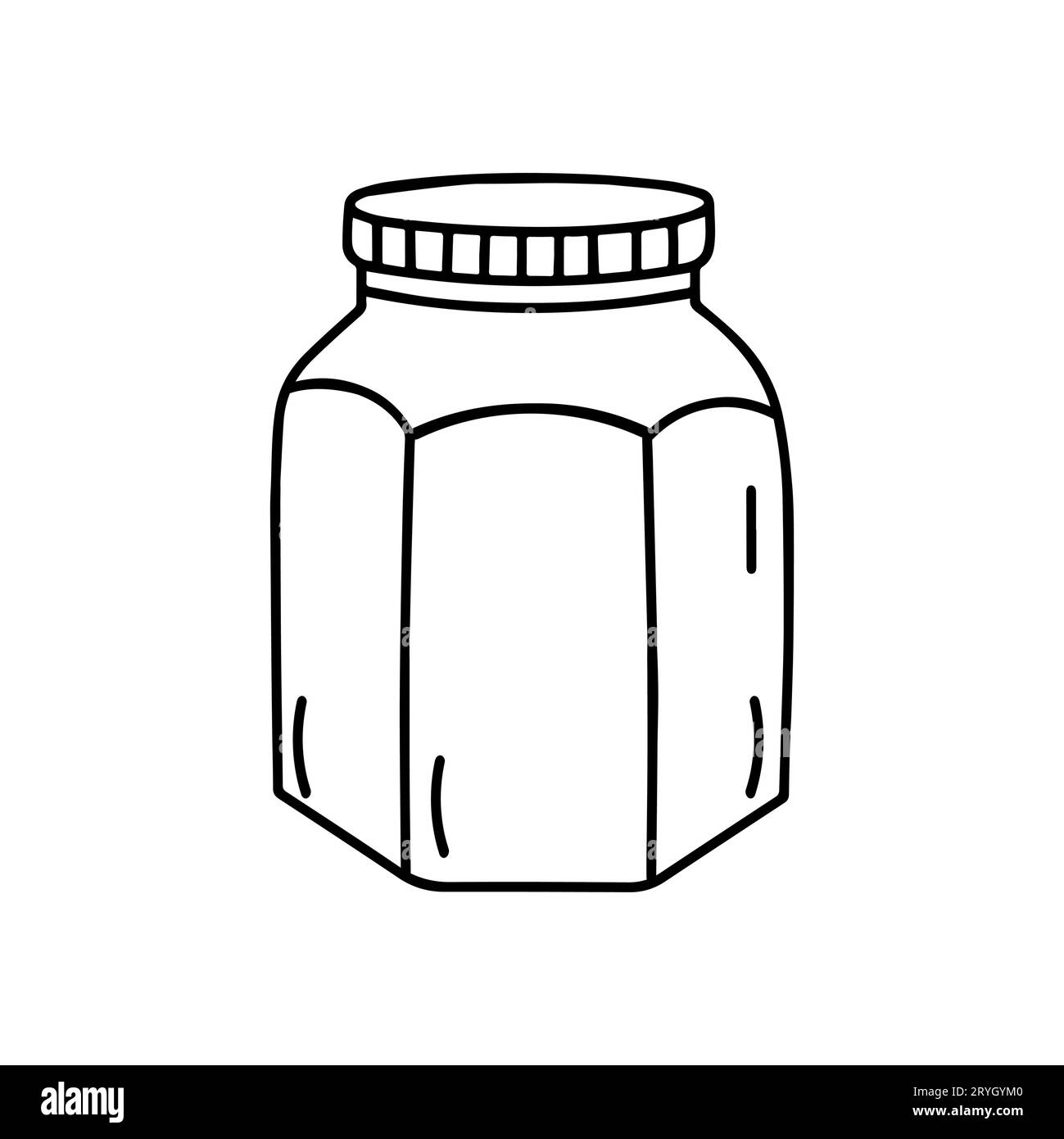 Glass jar with baby food. Vector doodle illustration. Container for food. Stock Vector