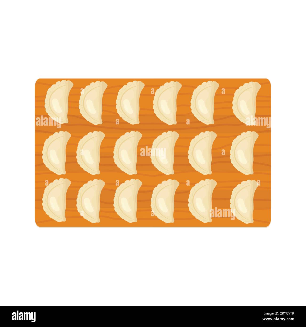 Dumplings on a wooden cutting board. Eastern european cuisine. Isolated