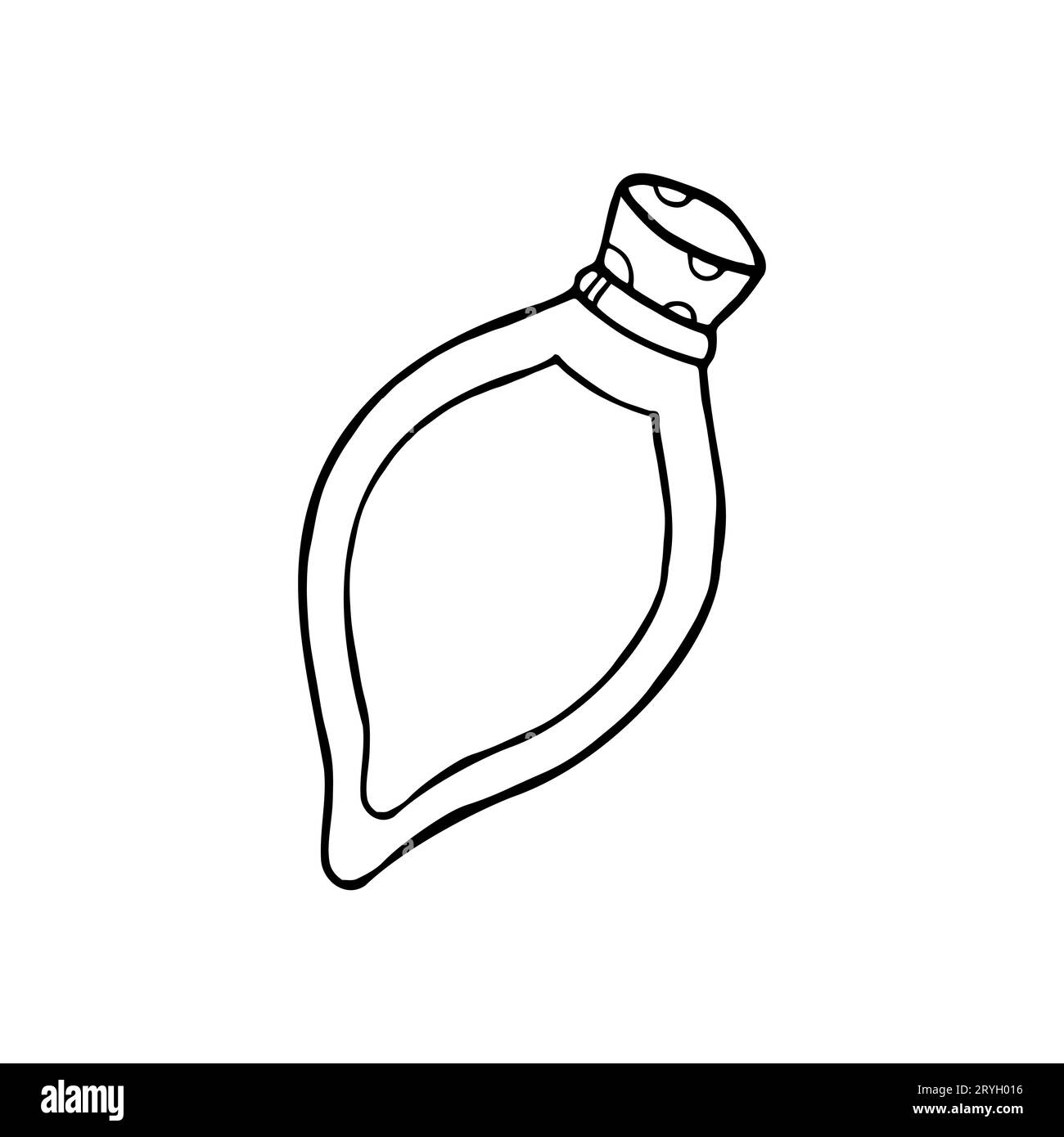 Flask with magic potion. Hand drawn mystical doodle design element. Isolated on white background.Vector illustration Stock Vector