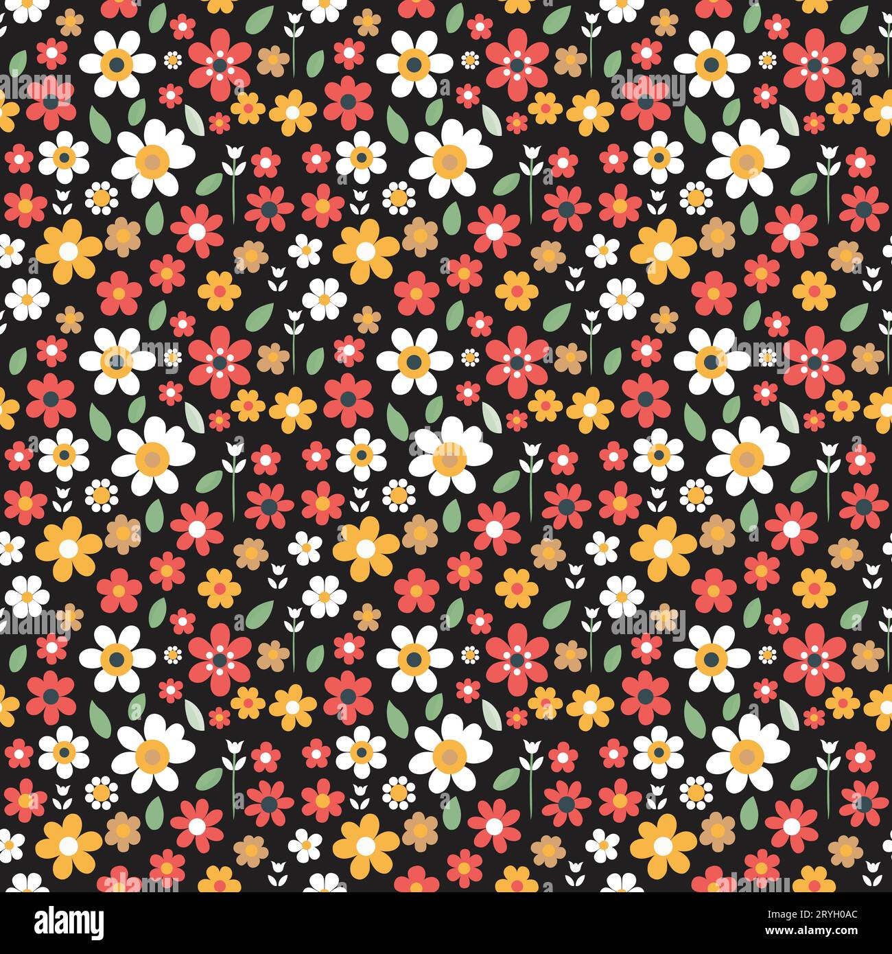 Colorful hand draw flowers seamless pattern, vector design template Stock Vector