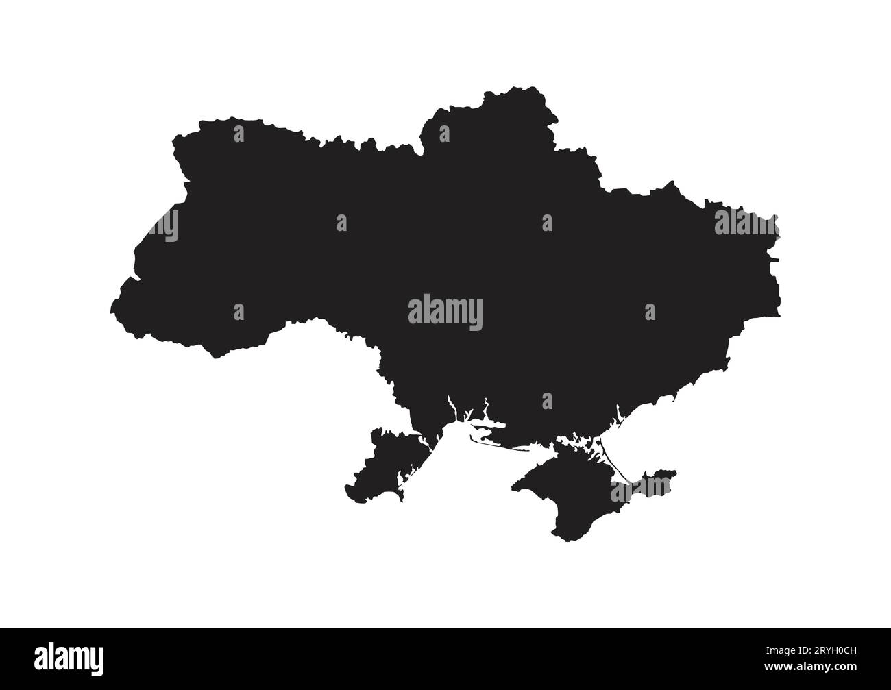 Black silhouette of map of Ukraine in Europe on white background ...