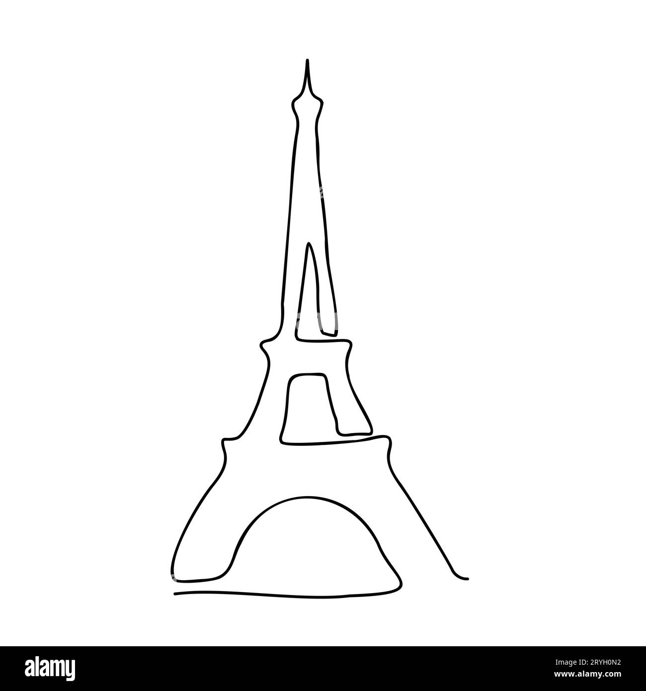 Paris Eiffel tower continuous one line drawn. isolated on white background. Vector  illustration Stock Vector