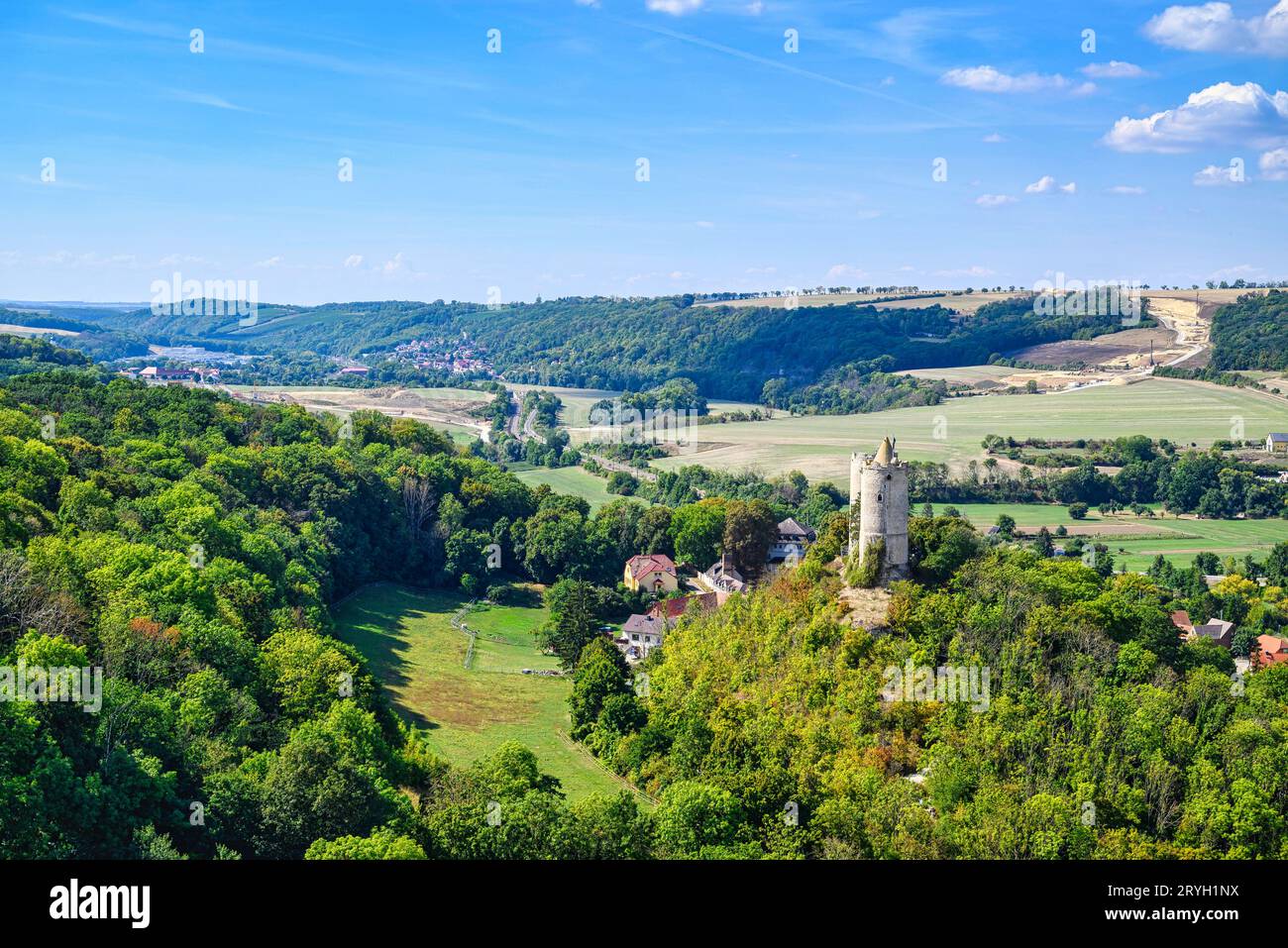 A view of Saaleck Castle on the Saale Stock Photo
