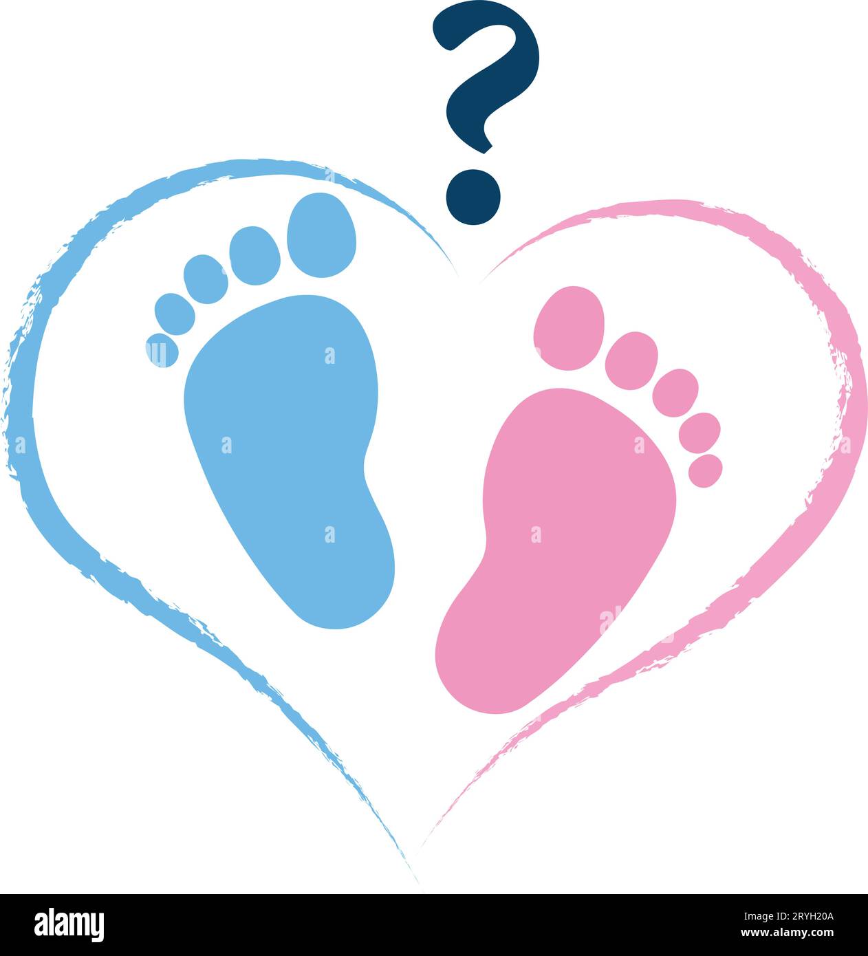 Pink and Blue Gender Reveal Invitation with Baby Footprint. Girl or Boy ...