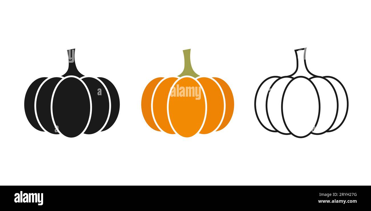 Pumpkin Icon. Vector Set pumkin in Line style. Isolated Vegetable Logo. Stylish solution for app or website. Stock Vector