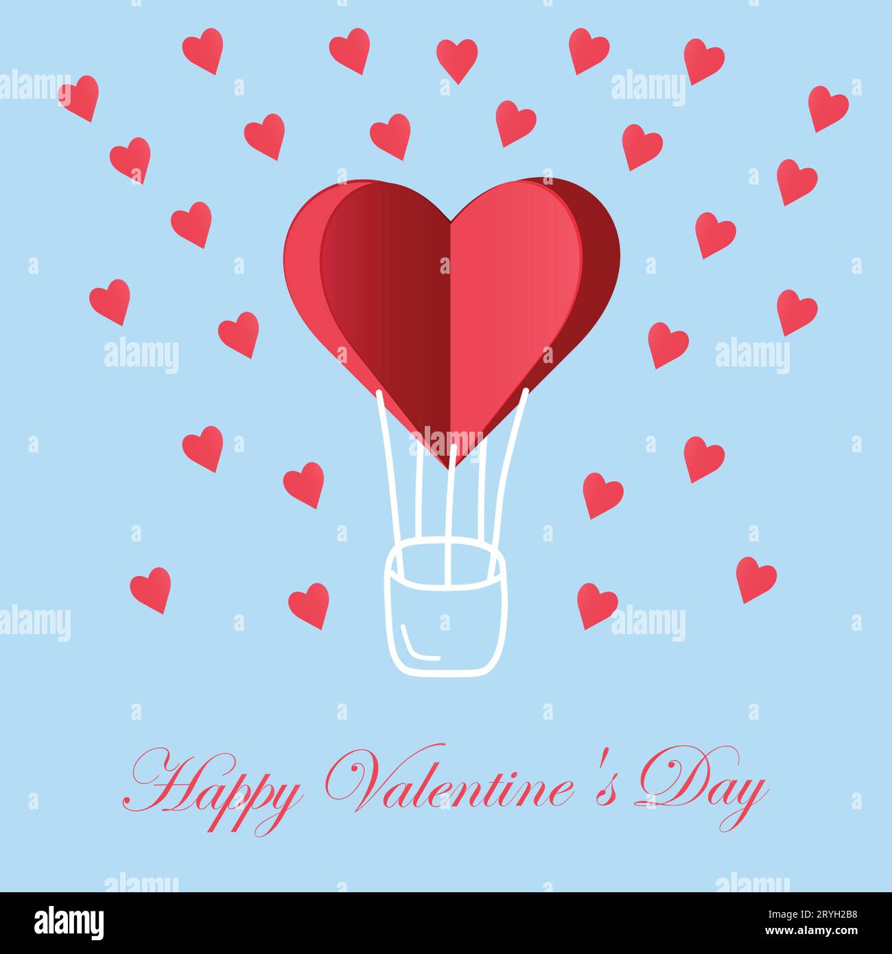 Symbol of love on blue background, greeting card, Flat design Happy ...
