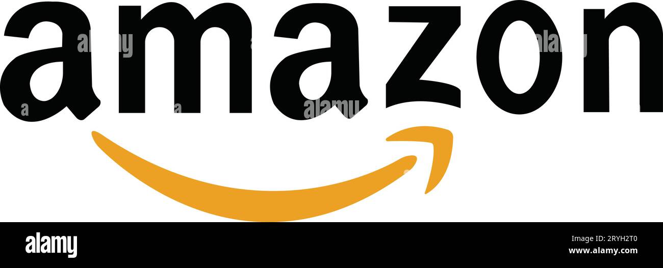 Amazon logo icon. eBay sign or logotype. eBay shopping platform or e