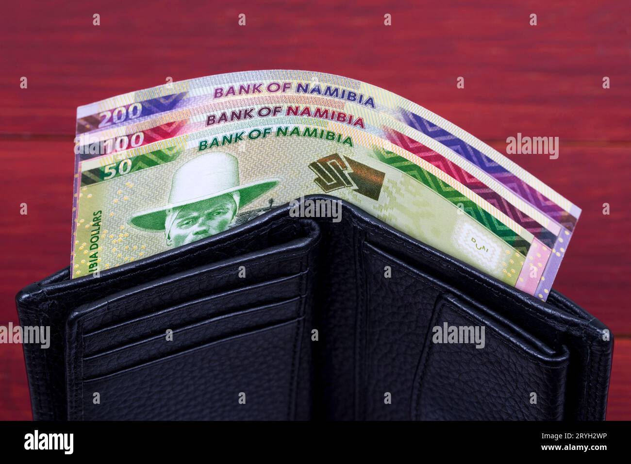 Namibian dollar in the black wallet Stock Photo