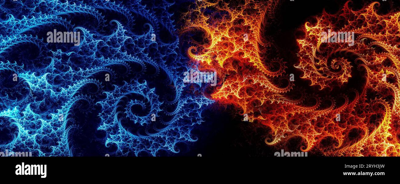 Fire and Ice Spiral Fractals Stock Photo