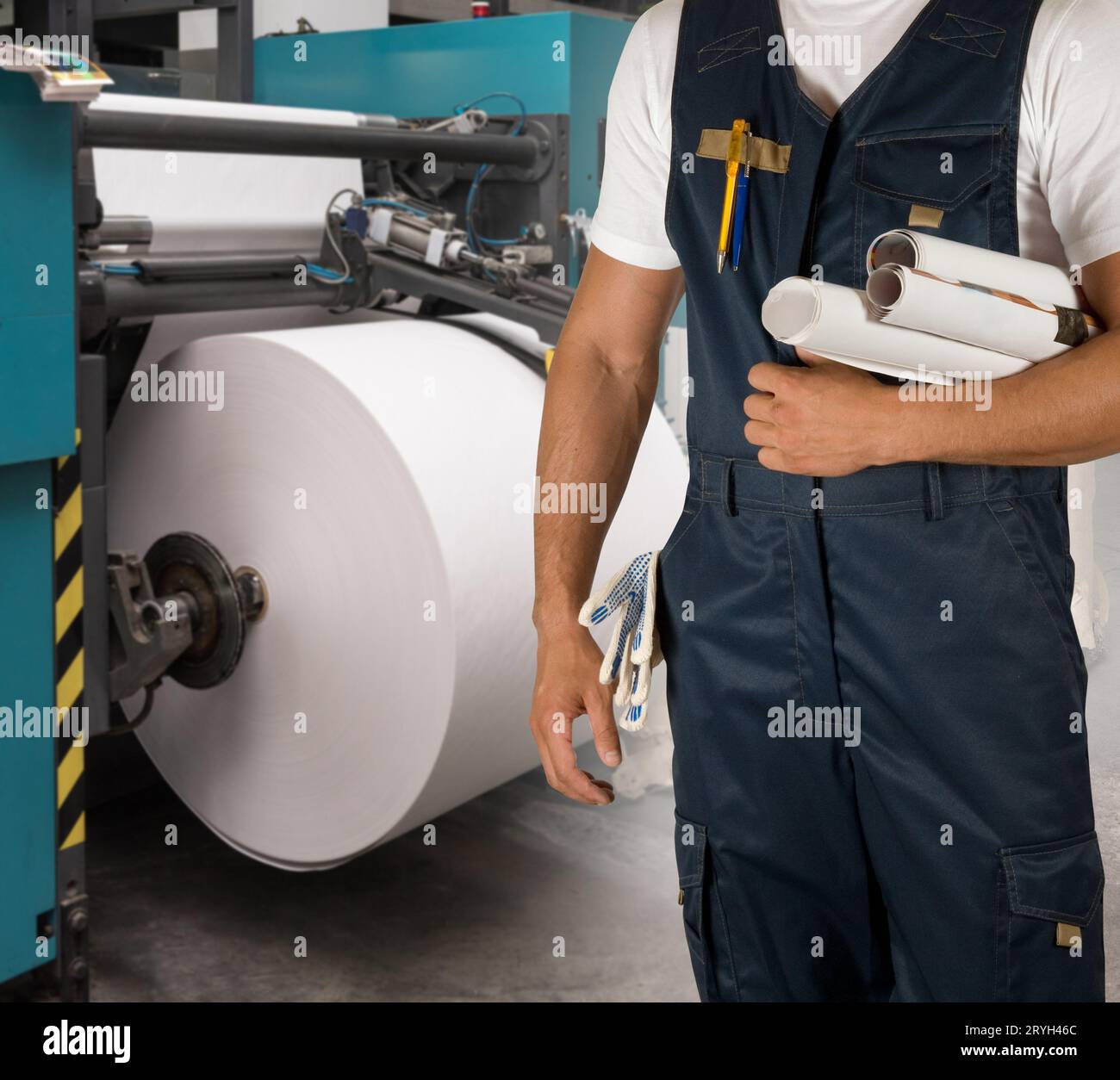 Man working in printing house Stock Photo