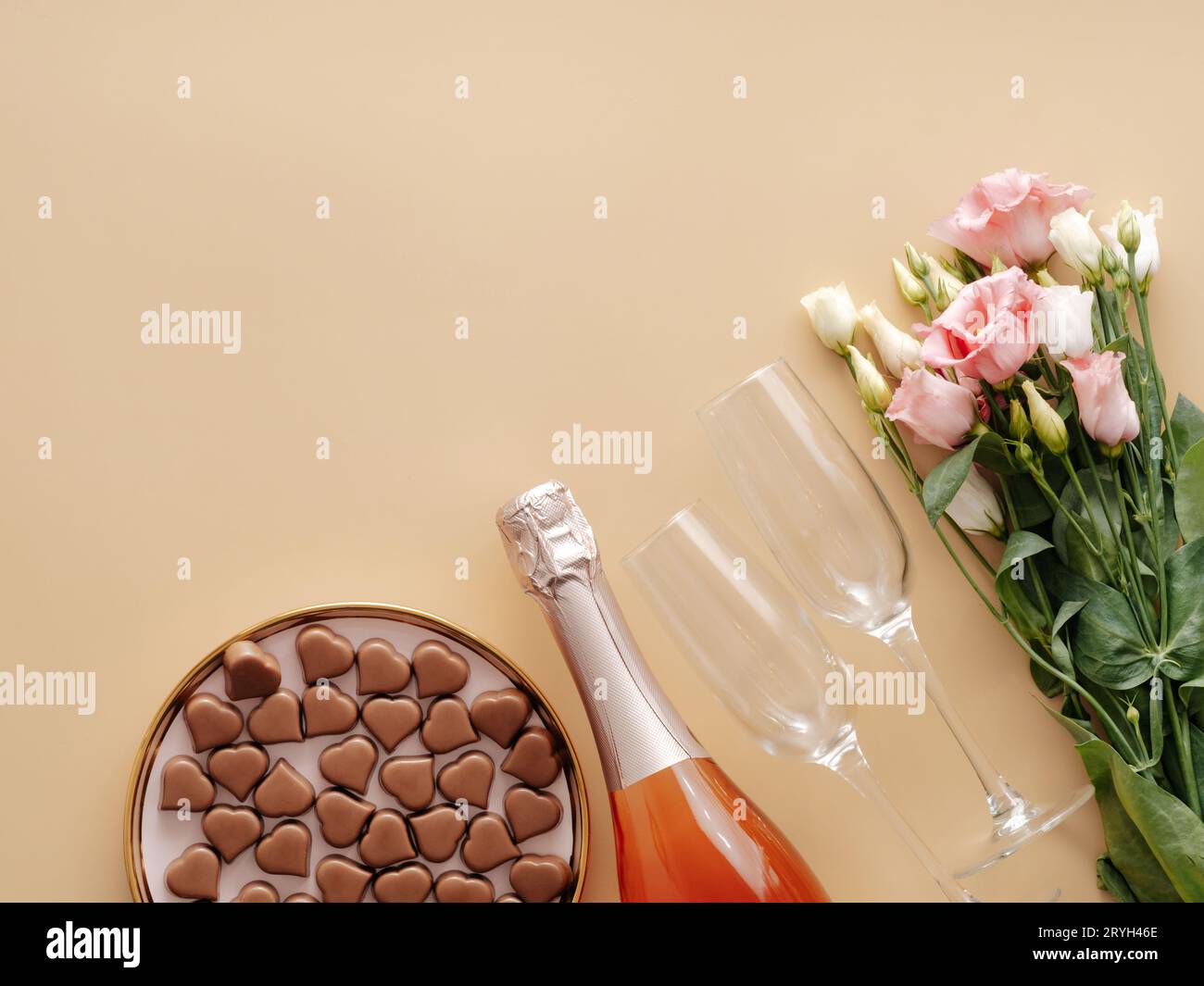 Valentines Day concept, flatlay, copy space Stock Photo