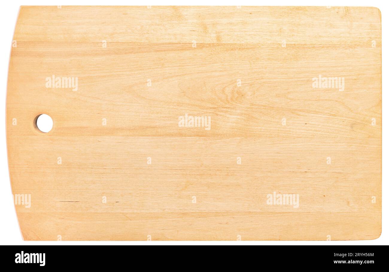 Empty Wooden cutting board isolated on white background. Rectangular shape Stock Photo