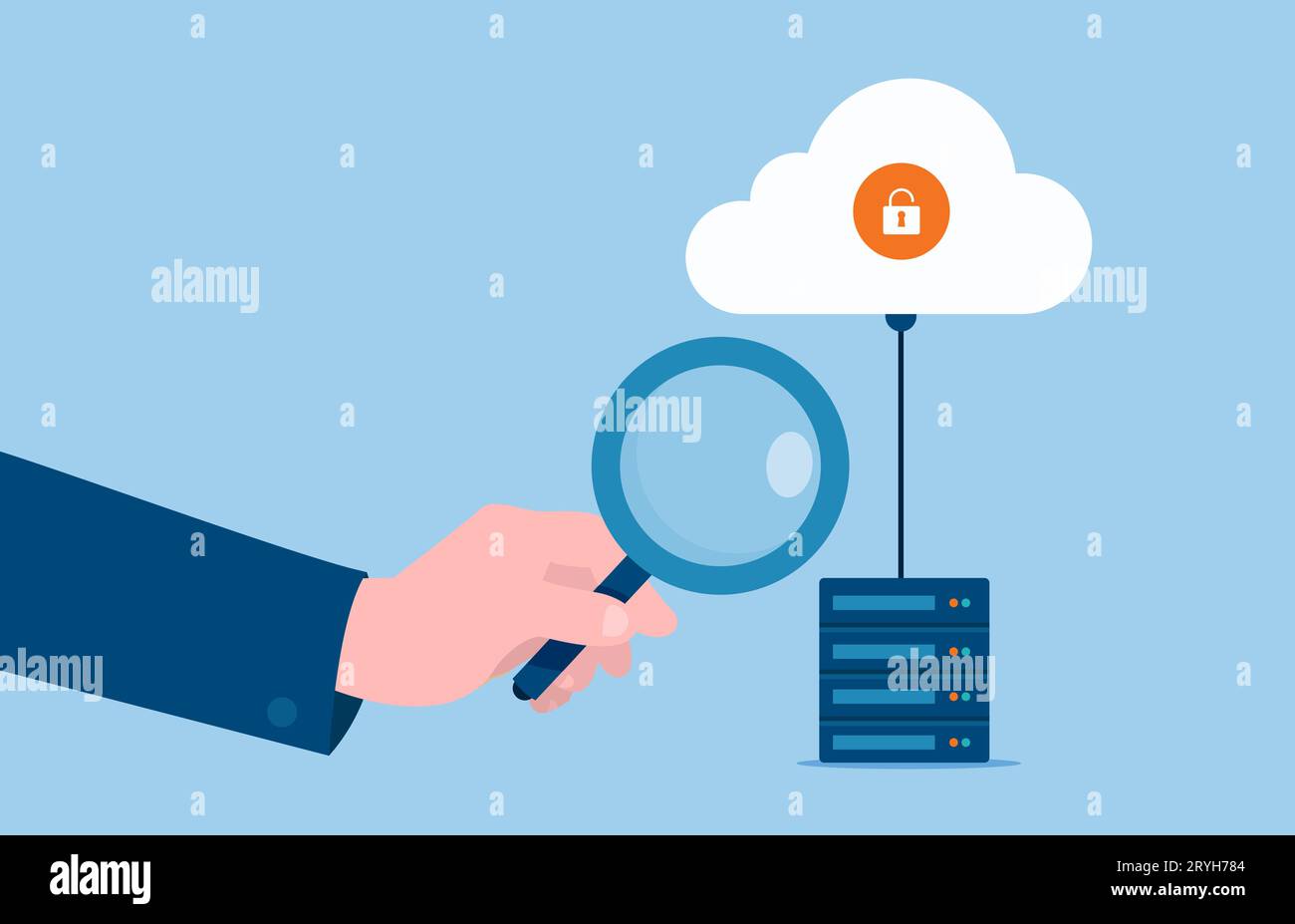 Cloud service and data protection surveillance concept Stock Vector