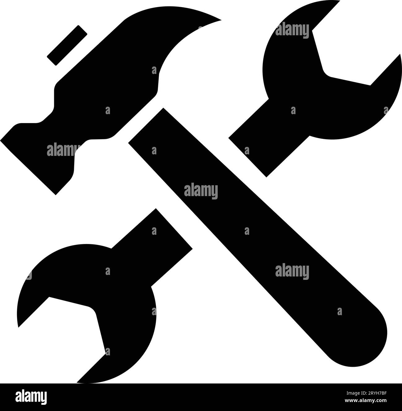 wrench tool icon. screw wrench Black flat. Repair service symbol Stock