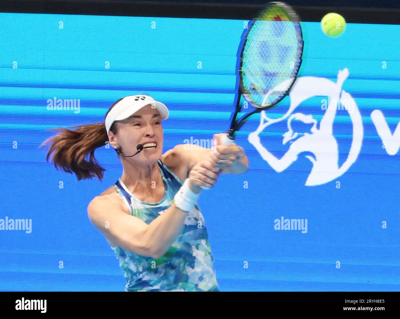 Tokyo Japan 1st Oct 2023 Swiss Tennis Legend Martina Hingis Plays A