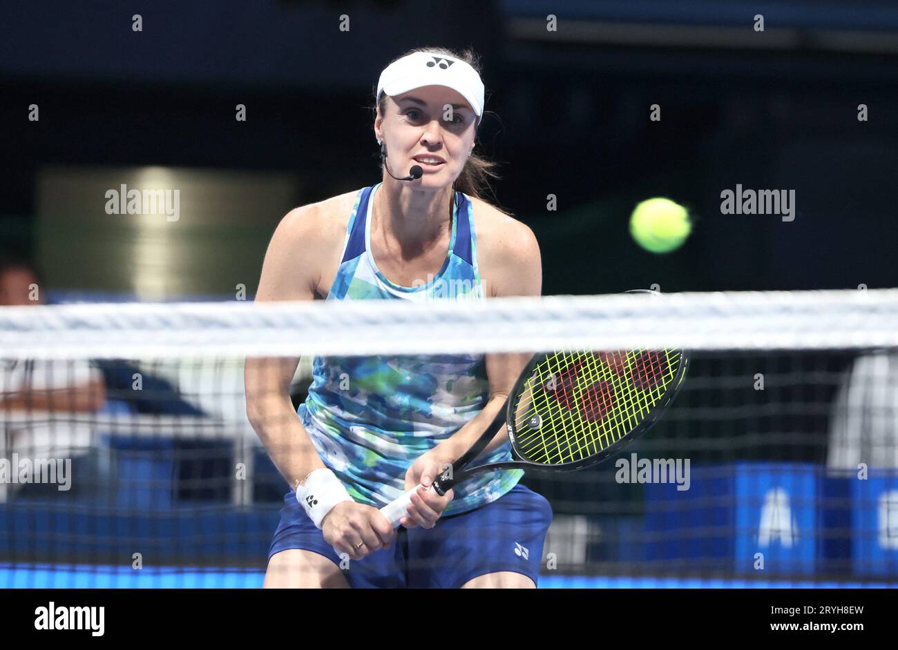 tokyo-japan-1st-oct-2023-swiss-tennis-legend-martina-hingis-plays-a