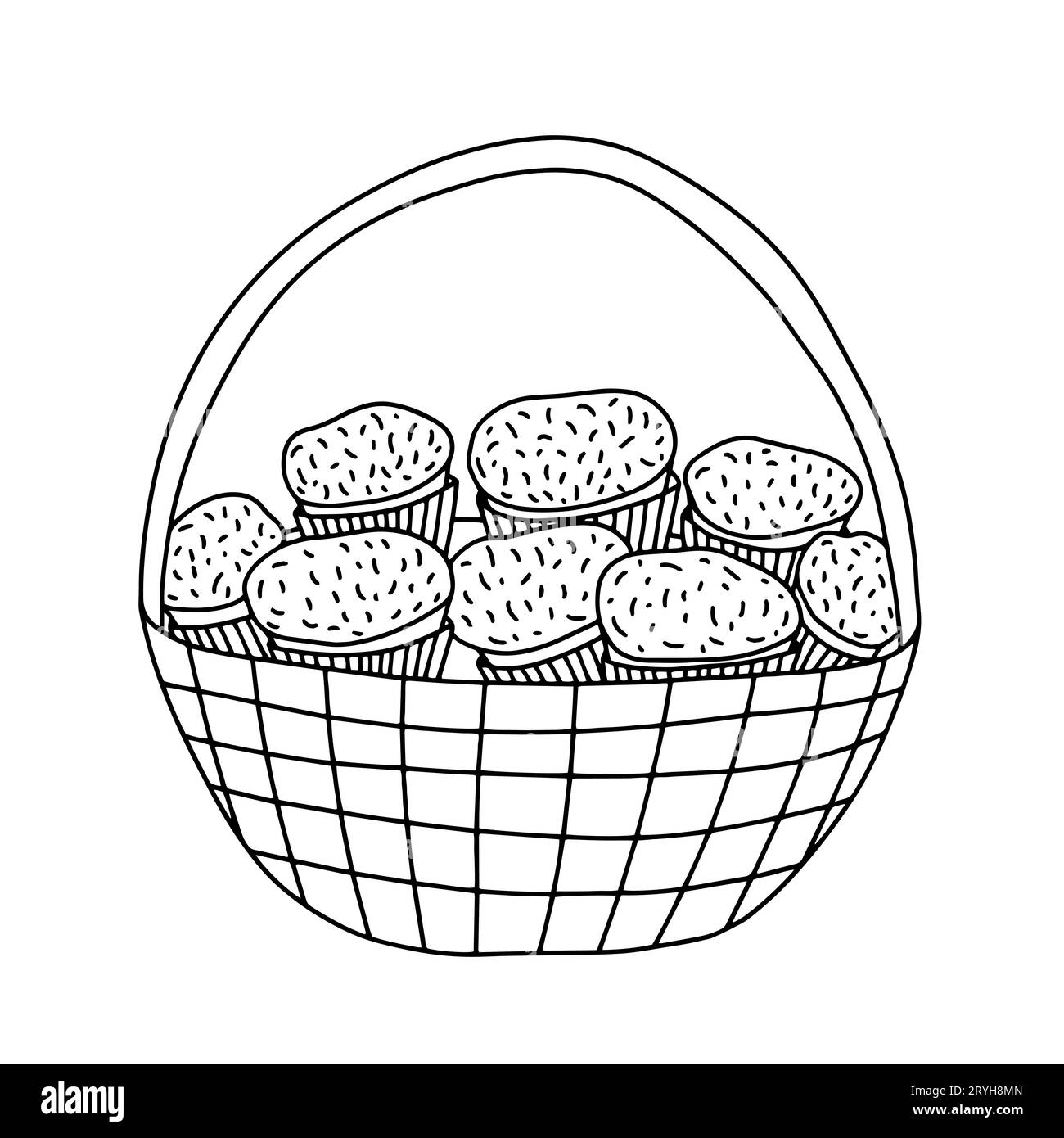 Wicker basket with muffins Stock Vector