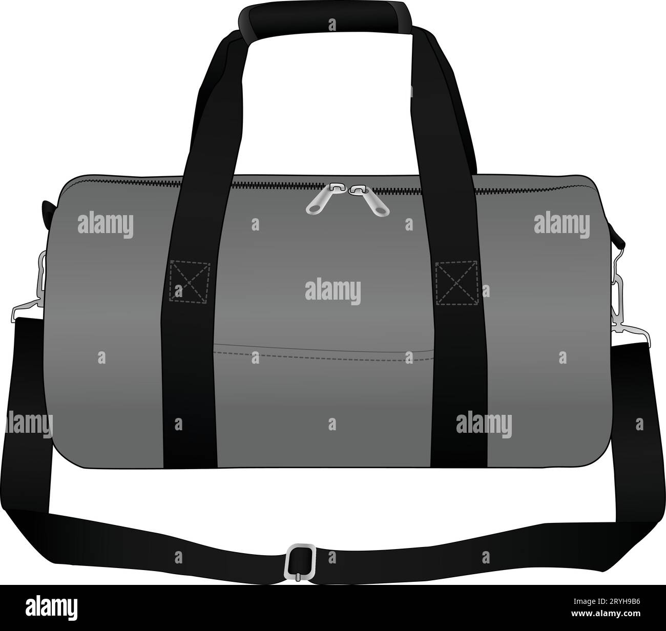 Set of Duffle Bag, Vector Illustration, Bag Outline Template, Fashion Flats Sketch, Zipper Duffel Travel Sports Equipment Bag, Vector Clip Art Stock Vector