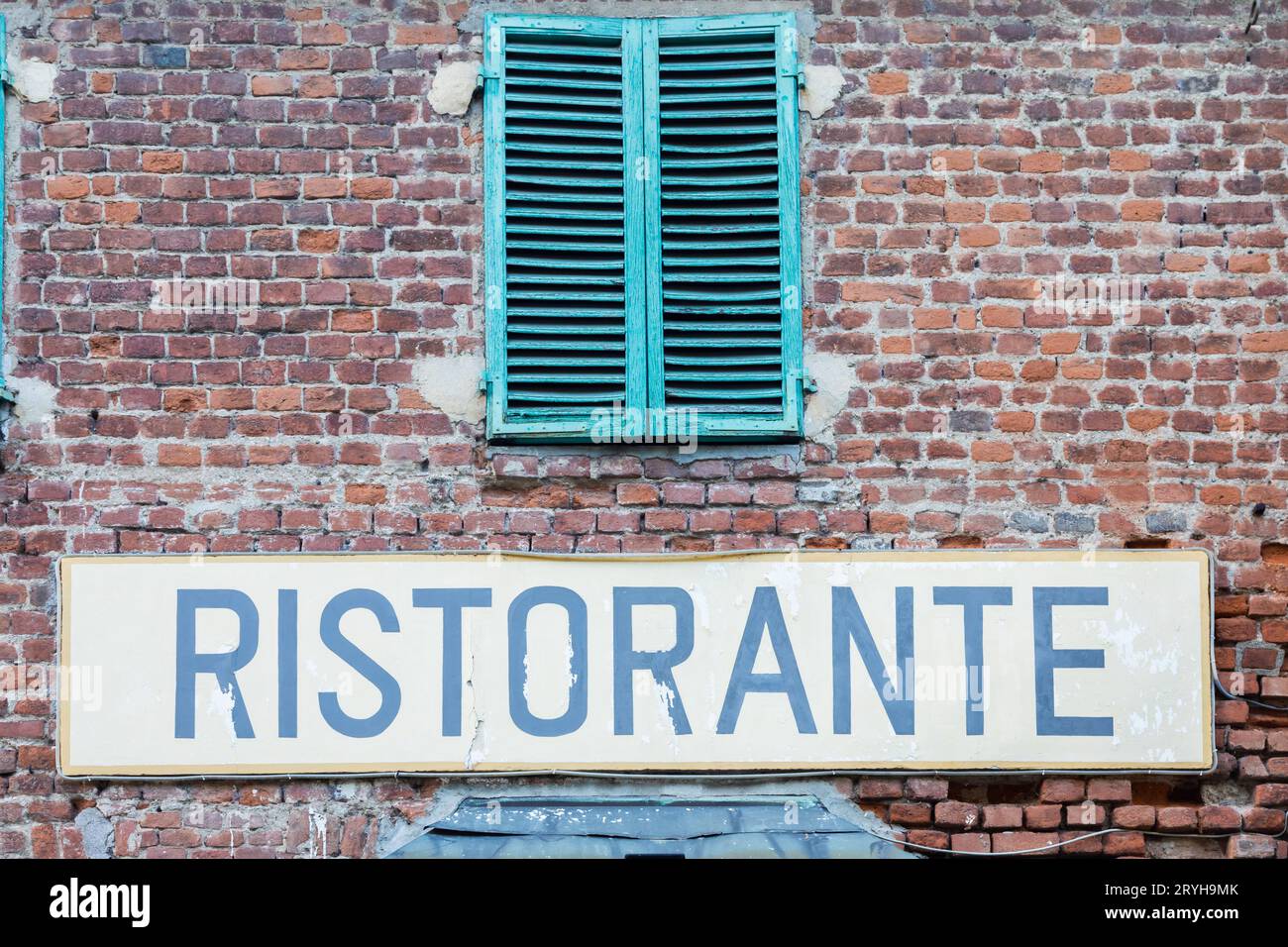Old vintage restaurant sign in Italy - Concept of retro Stock Photo