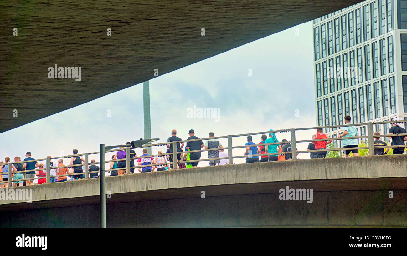 Glasgow, Scotland, UK. 1st October, 2023.  The runners found themselves on the concrete enscarpments of the m8 and clydeside expressway. Great Scottish Run sets off from George Square with large crowds and huge number of participants. Credit Gerard Ferry/Alamy Live News Stock Photo
