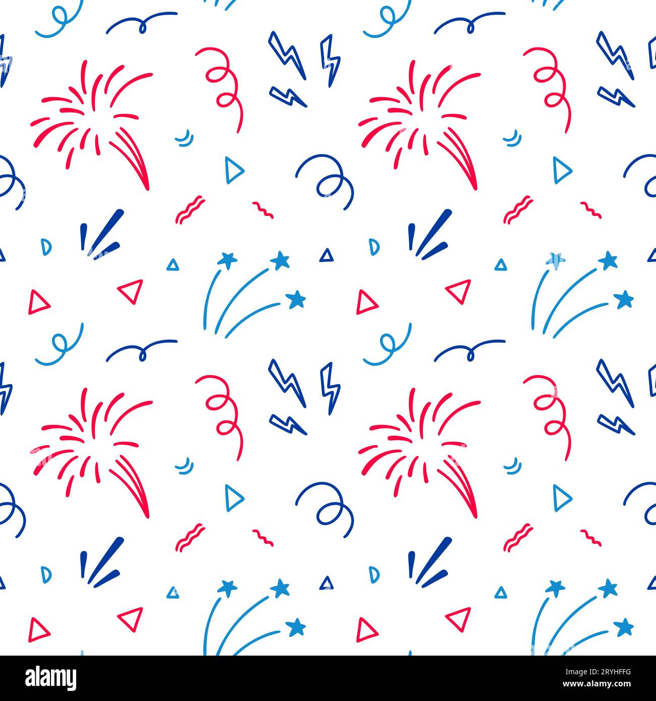 4th of July USA Independence Day doodle seamless pattern. America flag