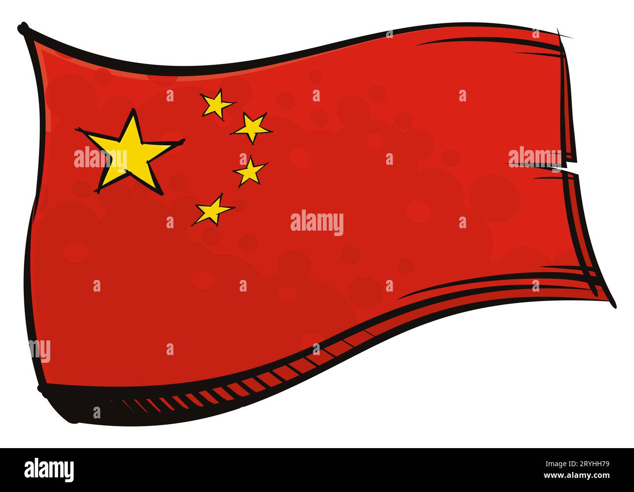 People's Republic of China national flag created in graffiti paint style Stock Photo