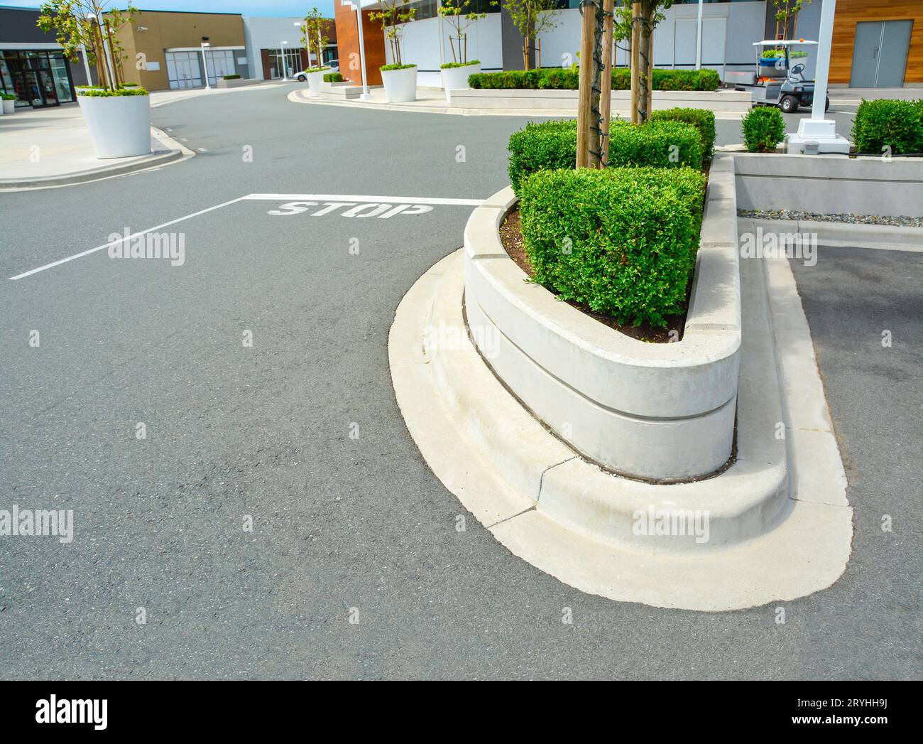 Architectural flowerbed on city street. Decorative road space divider Stock Photo Alamy